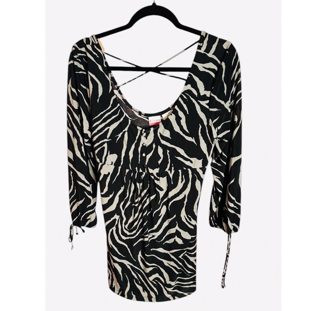 No Boundaries Zebra Print Crisscross Top